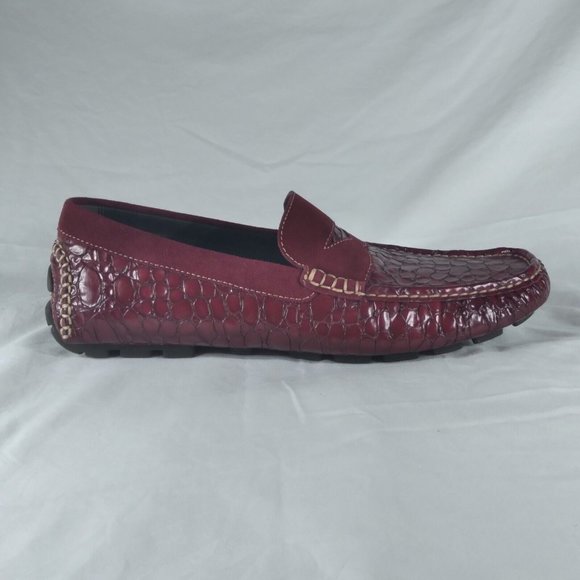 NWOB Donald J Pliner Mens Size 9M DEKEL Croc Print Leather & Suede Driving Shoes - Picture 5 of 11